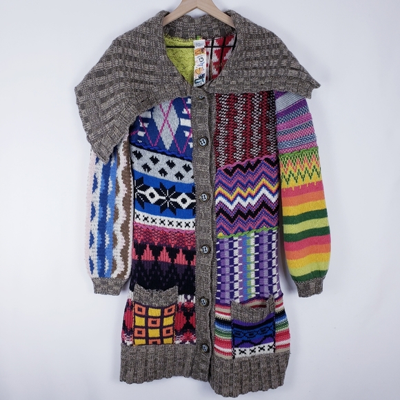 Desigual Sweaters - Desigual Vintage Long Patchwork Sweater Cardian Lg